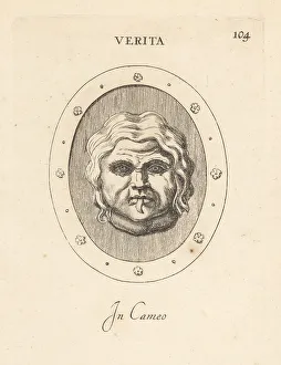 Face with peach leaf signifying Truth in its mouth