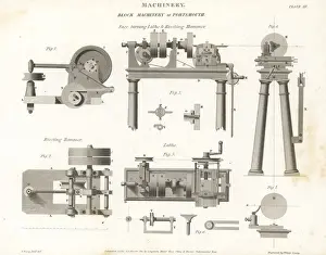 Face-turning lathe and riveting hammer, 18th century