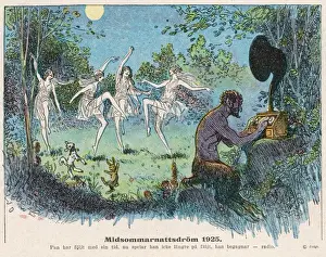 Fairies Dance in Woods with Faun on Gramophone