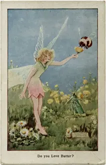 Daisies Prints: Fairy, buttercup and bee