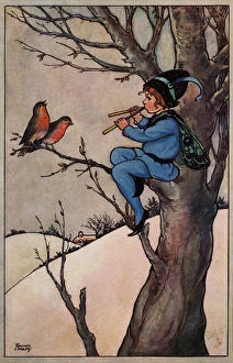 Robin with Winter Scene