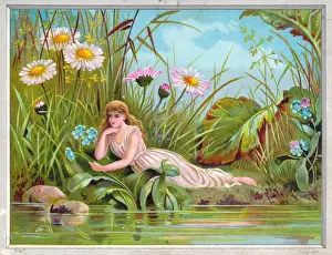 Thoughtful Prints: Fairy on a riverbank on a greetings card