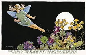 Fairy scattering dewdrops
