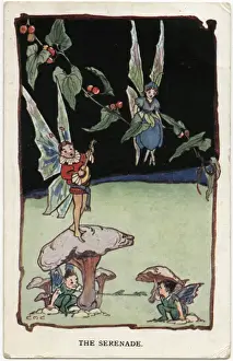 Serenade Prints: A Fairy Serenade - Fairy Troubadour atop a mushroom