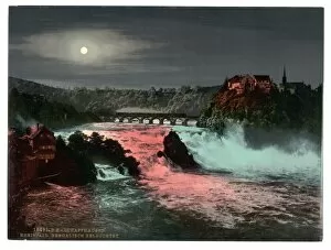 The Falls of the Rhine, by Bengal Light, Schaffhausen, Switz