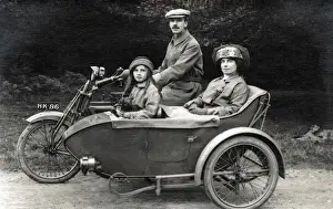 Registration Prints: Family of three on a 1907 / 8 Matchless motorcycle & sidecar