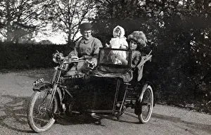 Multi Prints: Family on a 1909 / 10 Rudge motorcycle & sidecar