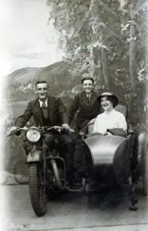 Family on a 1929 Coventry Eagle motorcyle & sidecar