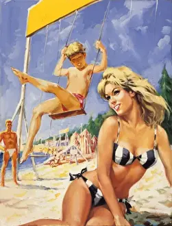 Family on beach