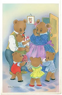 Family of Bears in domestic setting