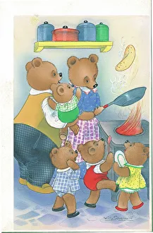 Family of Bears in domestic setting
