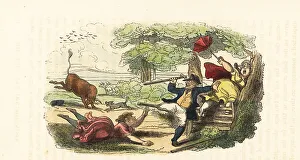 Flee Prints: A family of botanists attacked by a charging bull in a field