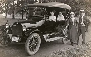 Convertible Prints: Family of four with their car, Rhode Island, USA