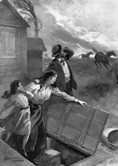 Protective Prints: Family flees from tornado, 1903