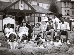 Deckchairs Collection: Family group on the beach at Ramsgate