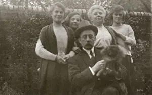 Lapdog Prints: Family group with dog in a garden