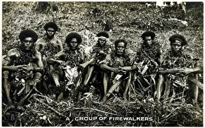 Fiji Prints: A Family Group of Firewalkers - Fiji