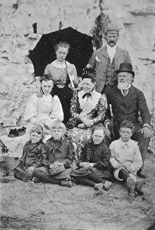 Family group photograph at the seaside