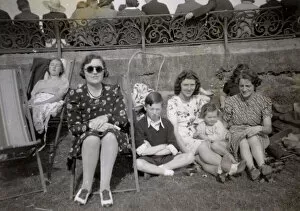 Deckchairs Collection: Family on holiday, 1930s