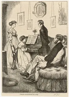 Gathered Prints: A family at home, gathered round the piano
