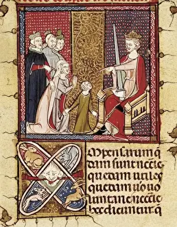 Escorial Prints: Family law: a child and the King Judge. 15th