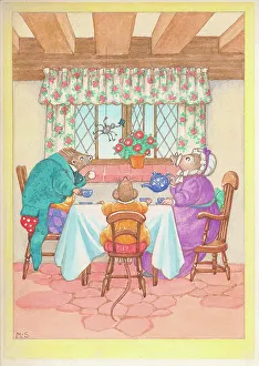Family looking at spider during tea