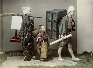 Family moving house, Japan