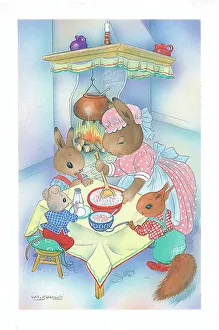 Family of Rabbits (Bunnies) in domestic setting