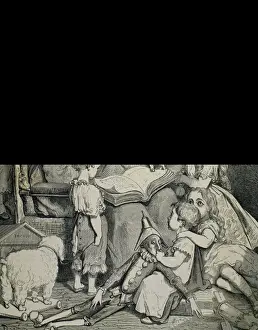 Engraver Prints: Family reading tales of Charles Perrault. Engraving