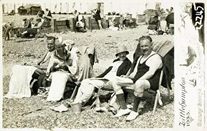 Family on their summer holidays on the beach, Littlehampton