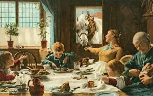 Images Dated 3rd August 2015: One of the Famly - a horse joins a family meal