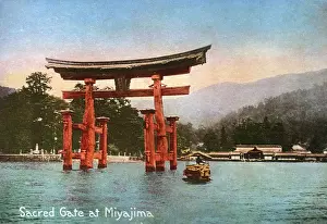 Famous floating Torii of the Itsukushima Shrine, Japan