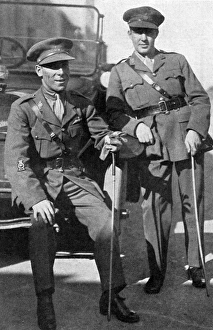 Images Dated 25th July 2016: Two famous jockeys in khaki - Frank Wooton & G. Duller