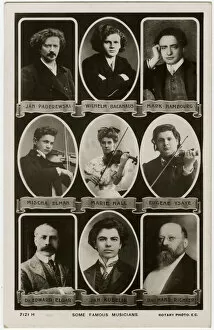 Pianist Gallery: Famous Musicians of 1909, including Paderewski and Elgar