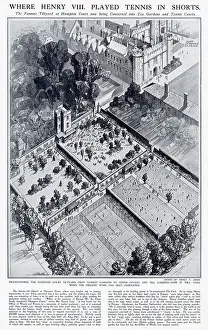 Residences Prints: The famous Tiltyard at Hampton Court in the process of being converted into tea gardens and tennis courts