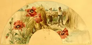 Poppies Prints: Fan design - The Seasons - Autumn