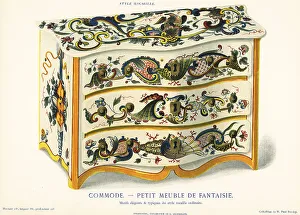 Crockery Prints: Fancy chest of drawers in the rockery style, Rouen