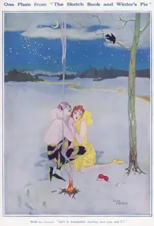 Harlequin Prints: Fancy Dress Costume in the Snow by Elsie Harding