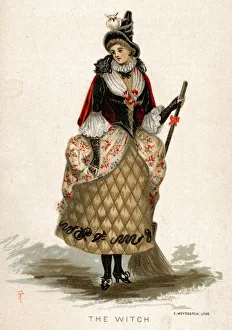 Broom Prints: Fancy dress costume, The Witch Date: circa 1880