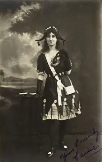 Fancy dress - young woman dressed as carnival
