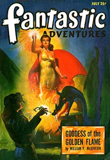 Sci Fi Magazine covers Collection: Fantastic Adventures scifi magazine, Goddess of the Golden Flame
