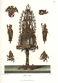 Curiosities Prints: Fantastically decorated monstrance or ostensorium, 1490-1505