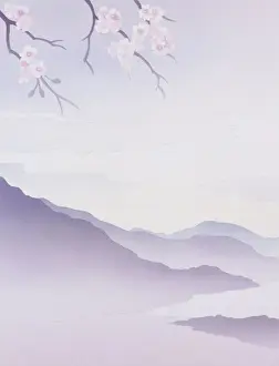 Cherry Prints: Fantasy Landscape Diptych - Left