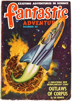 Sci Fi Magazine covers Collection: Fantasy Spacecraft, Fantastic Adventures Scifi Magazine Covers