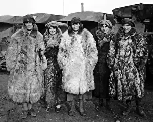 Nursing Prints: FANY drivers in fur coats, Western Front, WW1