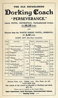 Dorking Prints: Fare card London to Dorking Public Horse-drawn Coach