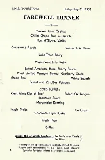 Salad Prints: Farewell Dinner Menu, Cunard liner RMS Mauretania