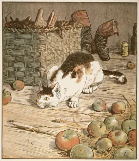 Pounce Prints: A farm cat gets ready to pounce on his prey. Date: circa 1887