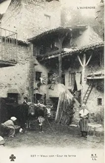 Auvergne Prints: Farm scene - Auvergne, France