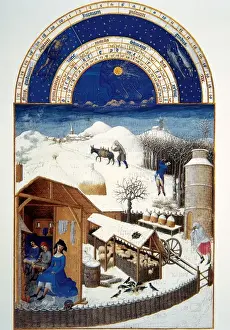 Barn Prints: Farm work during the winter. Miniature of Les Tres Riches H
